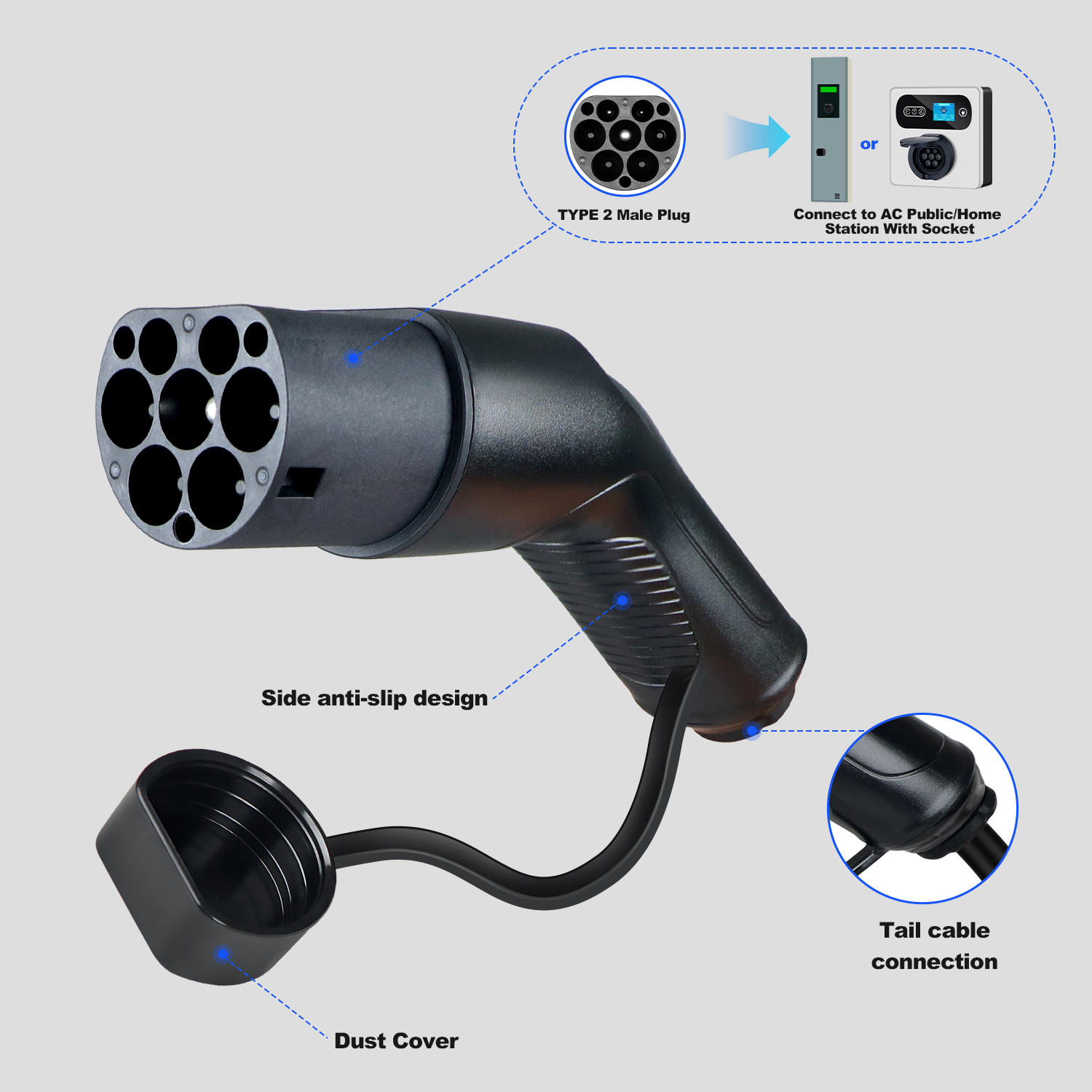 Kolanky Type2 EVS Male EV Char - Ev Charger Type 2 22Kw 32A 3 Phase ulasan dan harga